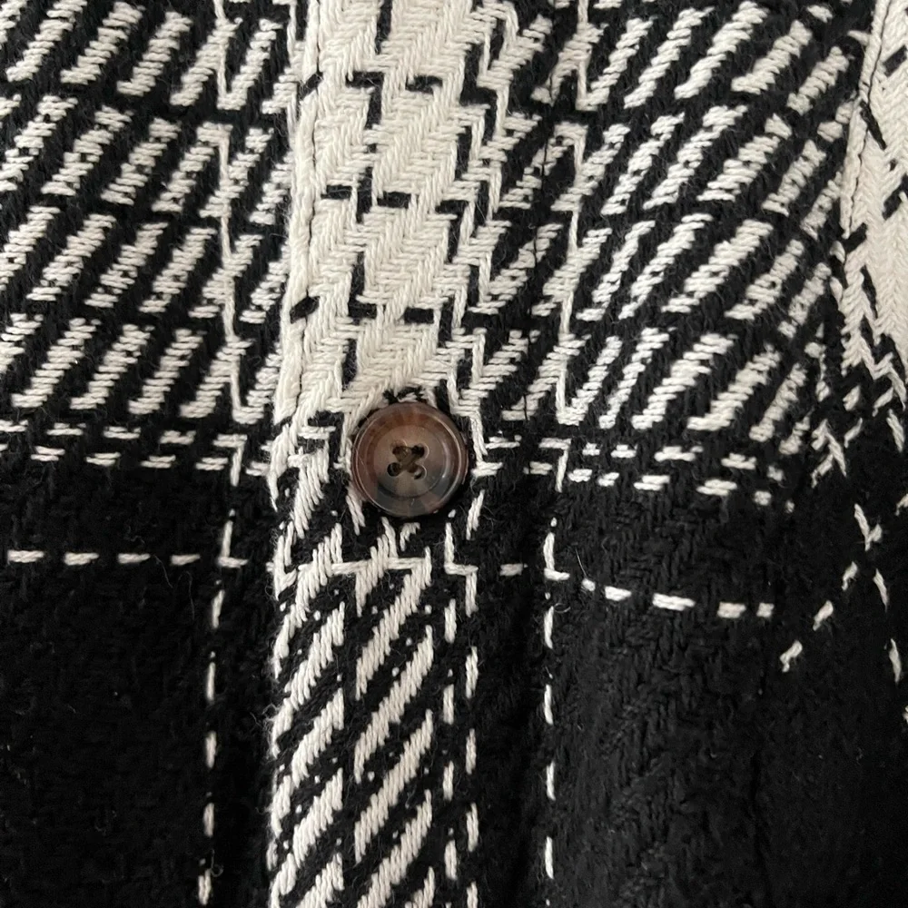 Amongst Others Oversized Plaid Shacket Black White Checked Jacket Size XL